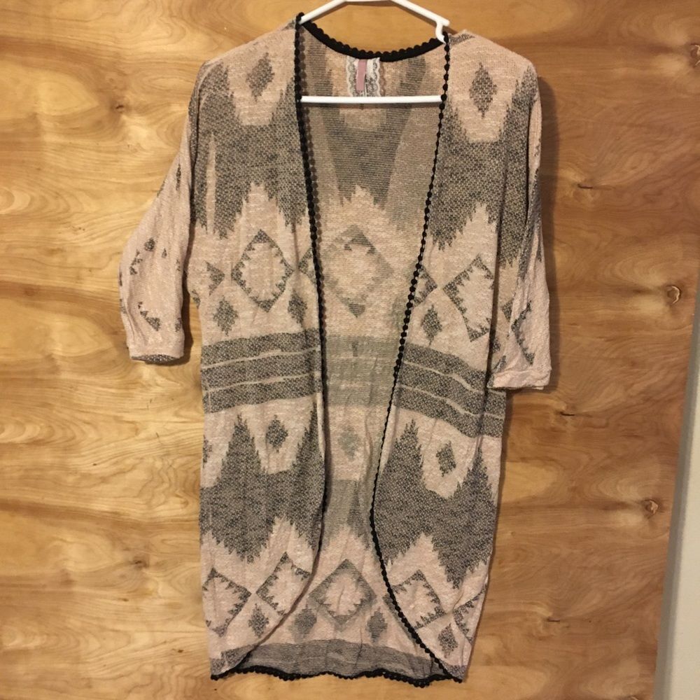 Mauve Womens Large Short Sleeve Cardigan Sweater